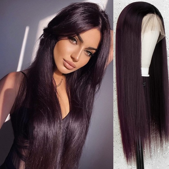 ♥️22” BURGUNDY OMBRÉ STRAIGHT Lace Front Wig *NWT*💖